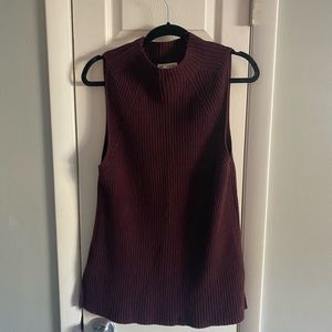 Maroon knitted sleeveless sweater
